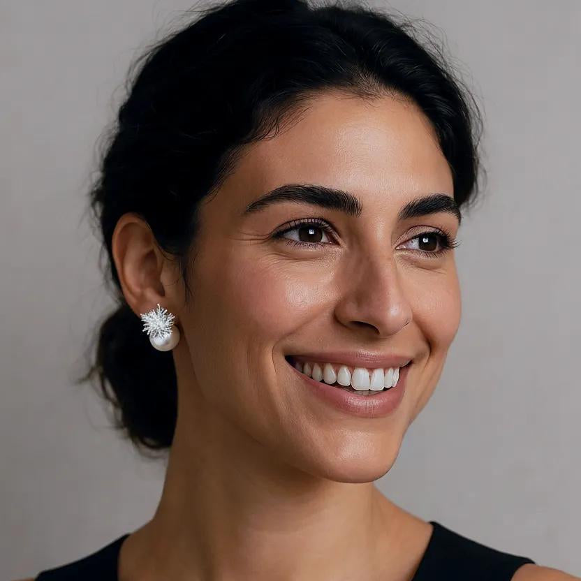 Two-Way Wear Firework Pearl Earrings | Dandelion Design | Luxury Statement Earrings