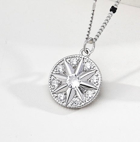 Celestial North Star Crystal Coin Necklace