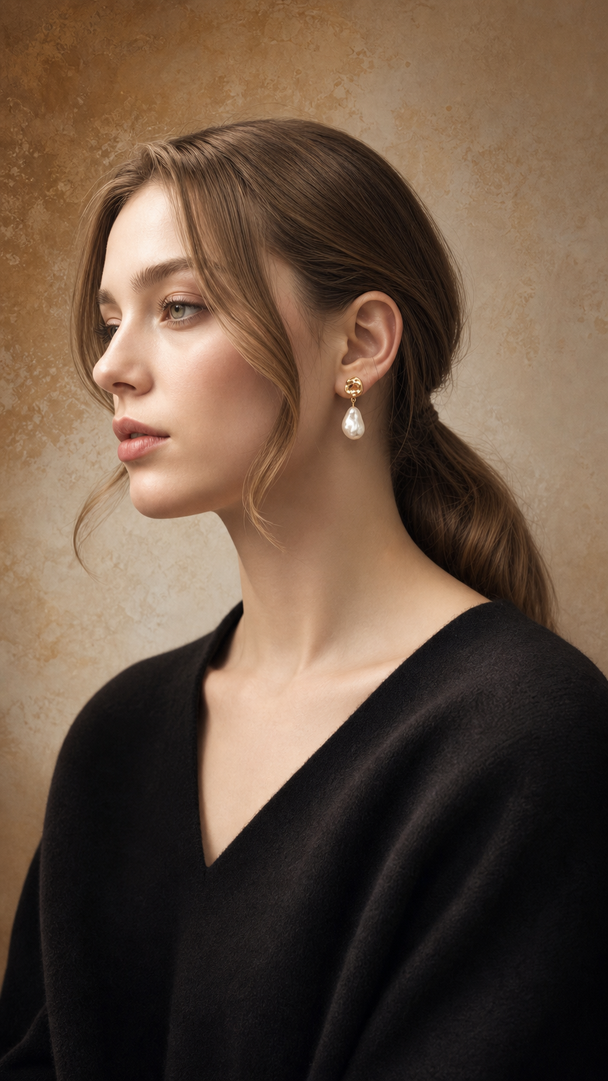 Gold Knot & Pearl Drop Earrings