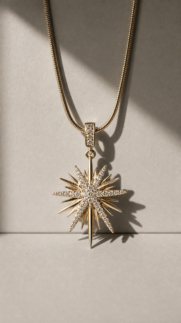 Gold Starburst Pendant Necklace