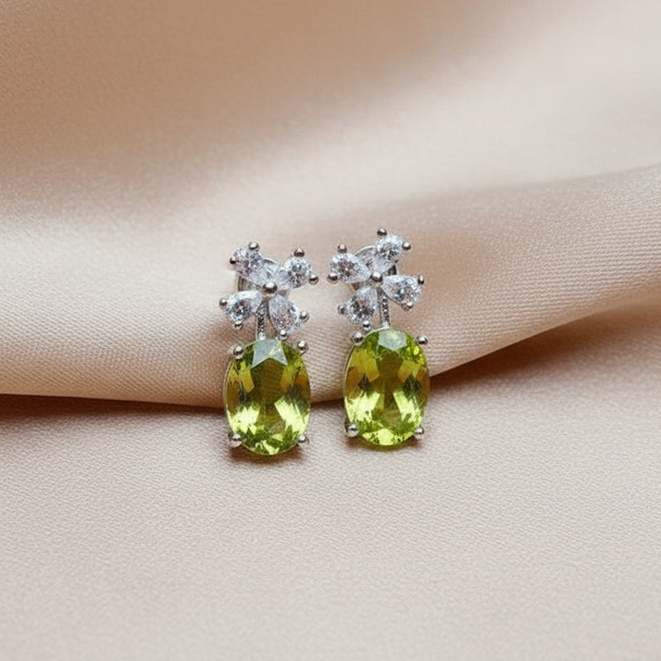 Peridot Floral Drop Earrings