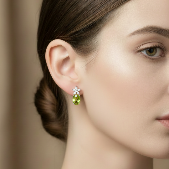 Peridot Floral Drop Earrings