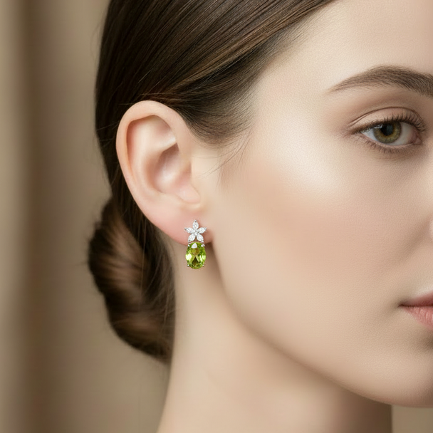 Peridot Floral Drop Earrings