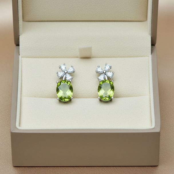 Peridot Floral Drop Earrings