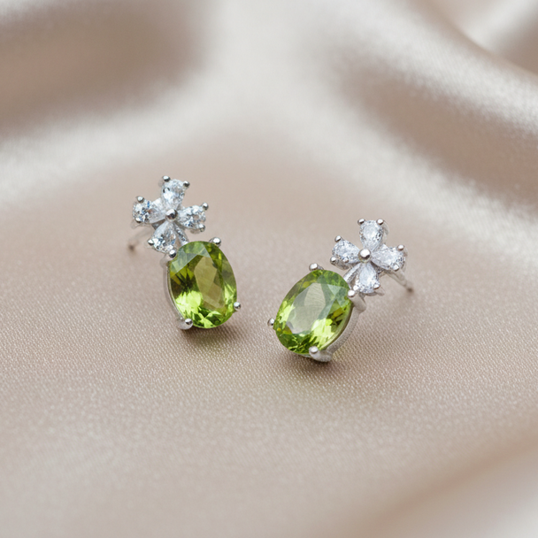 Peridot Floral Drop Earrings