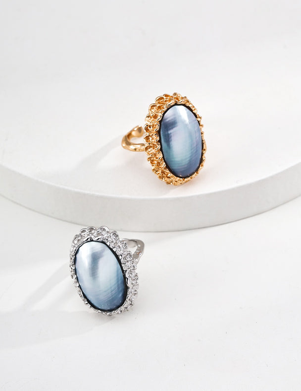 Hand-Carved Mabe Pearl Statement Ring