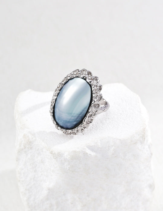 Hand-Carved Mabe Pearl Statement Ring