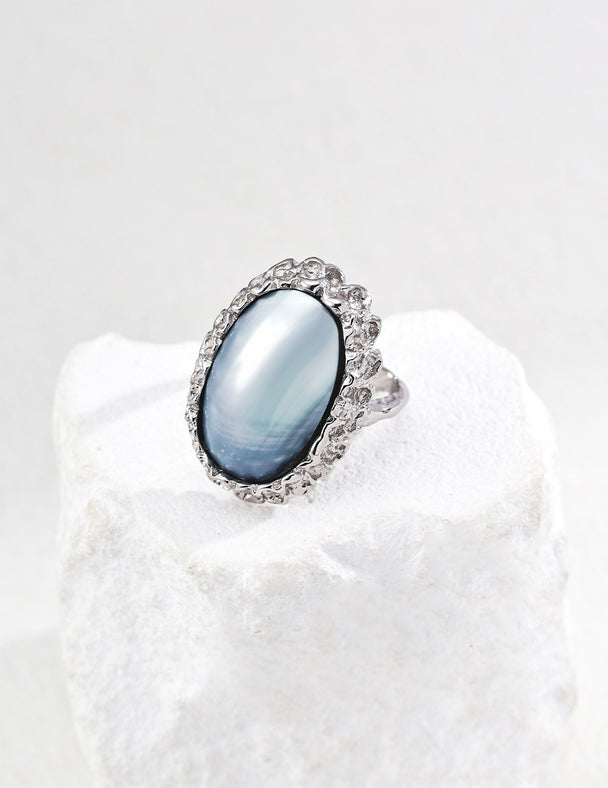 Hand-Carved Mabe Pearl Statement Ring