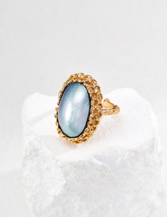 Hand-Carved Mabe Pearl Statement Ring