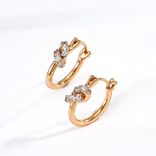 Crystal Knot Huggie Hoop Earrings