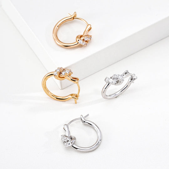 Crystal Knot Huggie Hoop Earrings