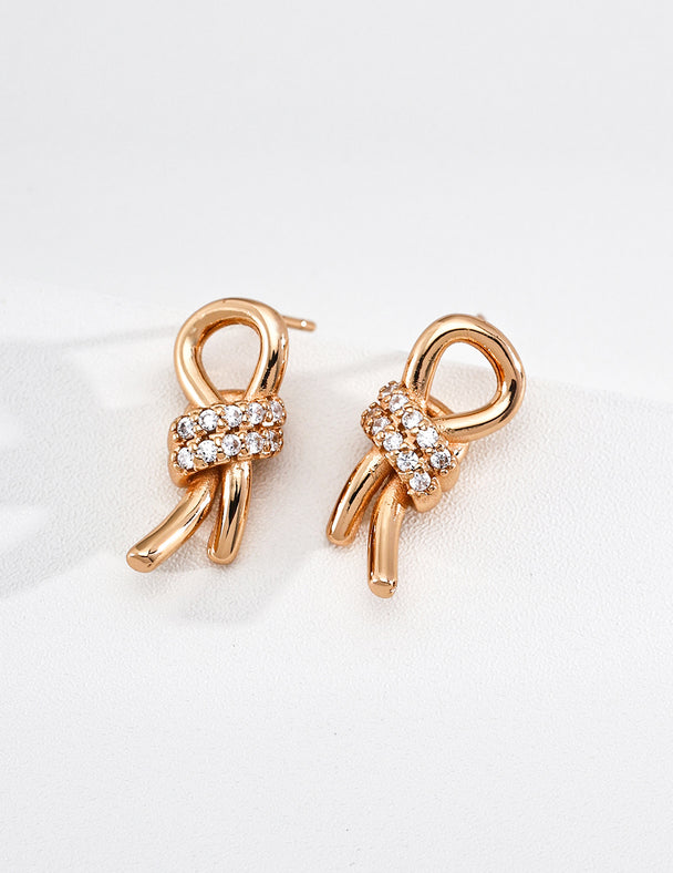 Elegant Crystal Knot Stud Earrings