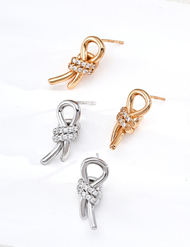 Elegant Crystal Knot Stud Earrings