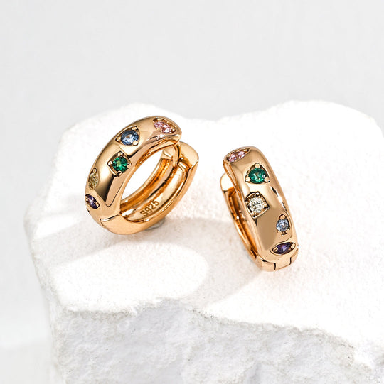 Curved Heart Gem Earrings