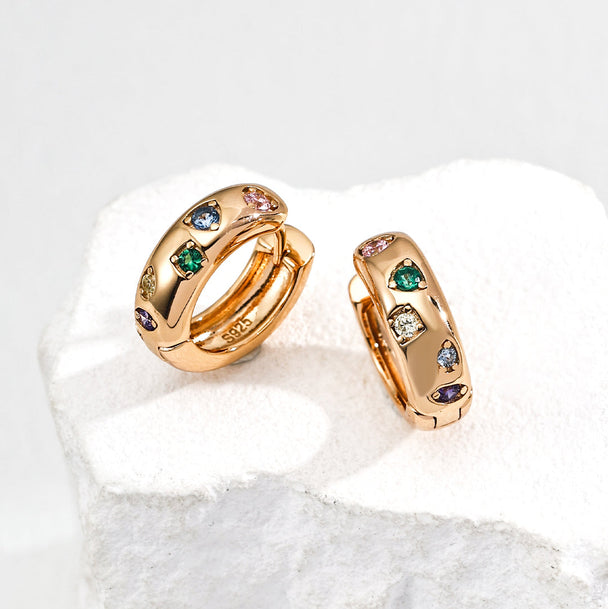 Curved Heart Gem Earrings