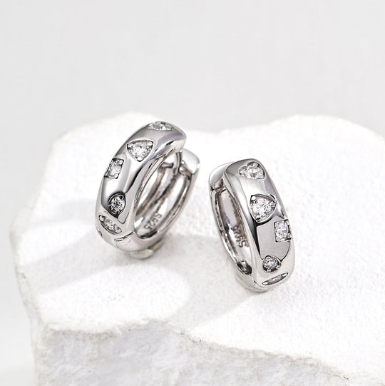 Curved Heart Gem Earrings