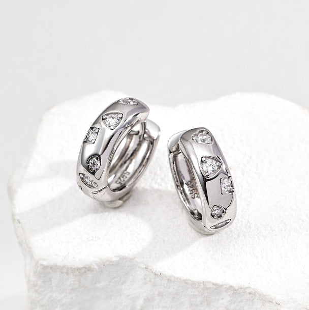 Curved Heart Gem Earrings