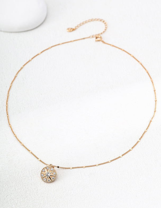 Celestial North Star Crystal Coin Necklace