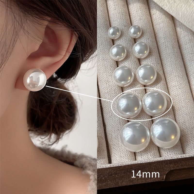 Crystal Pearl Stud Earrings | Iridescent White | 18K Gold Plated