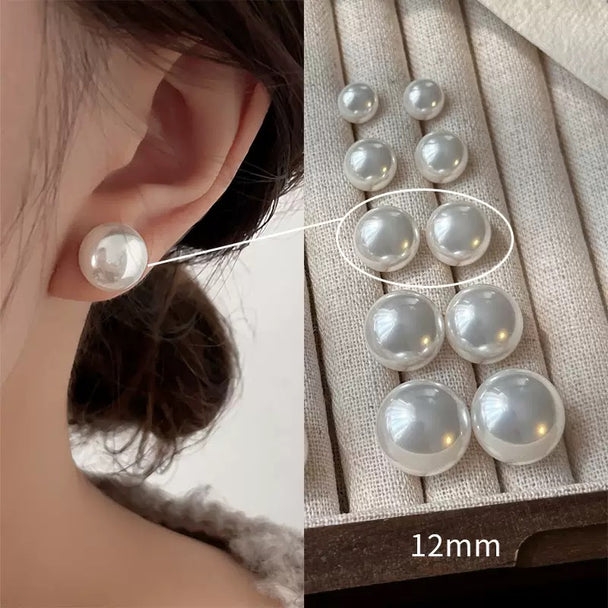 Crystal Pearl Stud Earrings | Iridescent White | 18K Gold Plated