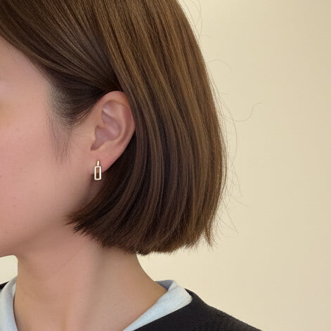 Minimalist Silver "Bar & Loop" Stud Earrings