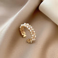 French Elegance Pearl & Crystal Open Ring