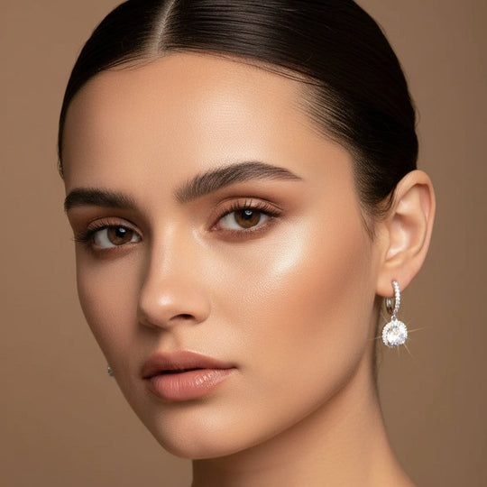 Classic Surrounded Set Drop Earrings (premium diamond simulant)