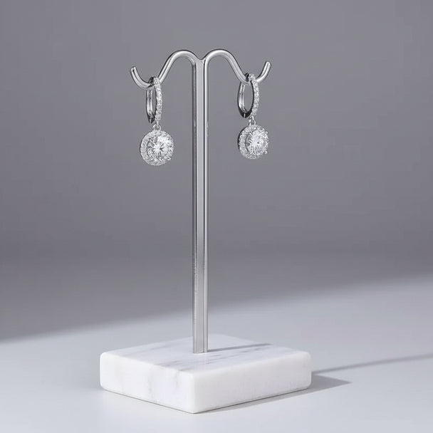 Classic Surrounded Set Drop Earrings (premium diamond simulant)