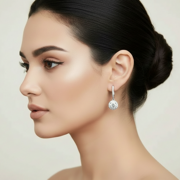 Classic Surrounded Set Drop Earrings (premium diamond simulant)