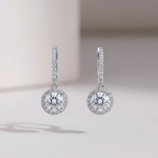 Classic Surrounded Set Drop Earrings (premium diamond simulant)