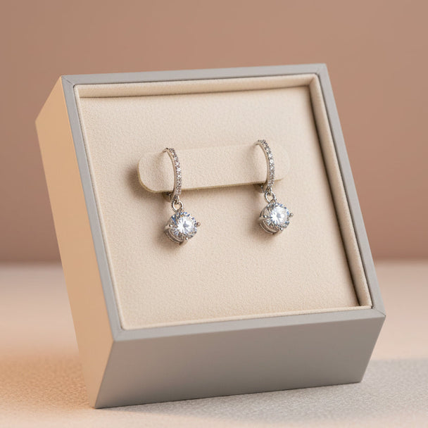 Sparkling Classic Drop Earrings (Premium Diamond Simulant)