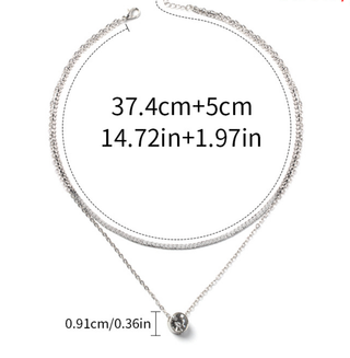 Elegant silver-plated double-layer necklace. Lightweight, delicate chains. Perfect for layering over sweaters & everyday elegance.