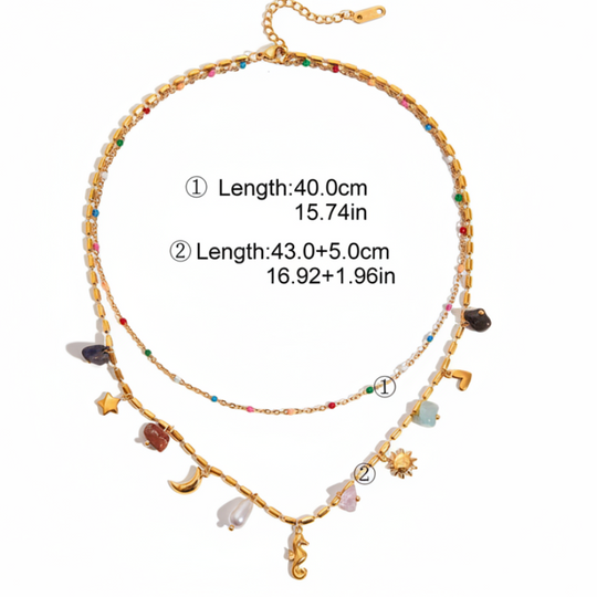 Nautical Celestial Layered Gold Necklace