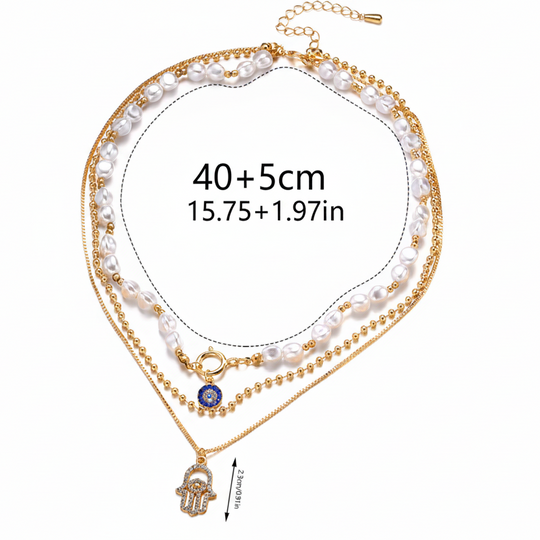 Layered Statement Necklace | Faux Pearl  Rhinestone Pendant Drop Collar