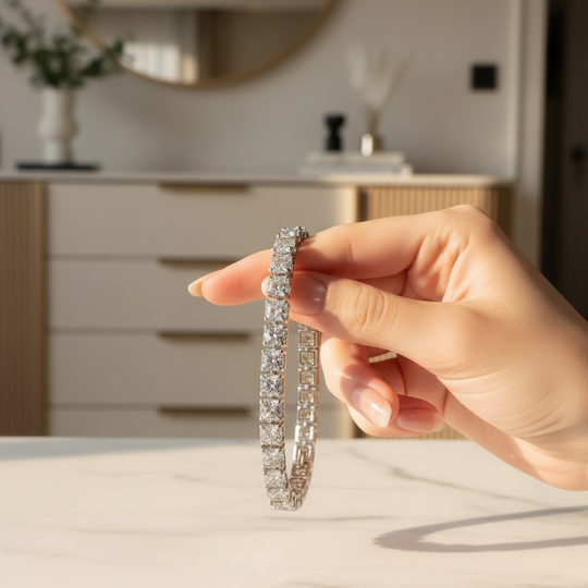 Timeless Cushion-Cut Diamond Tennis Bracelet (Premium Stimulant)