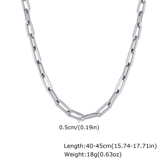 Geometric Rectangle Pendant Necklace | Minimalist Stainless Steel Flat Bar Necklace