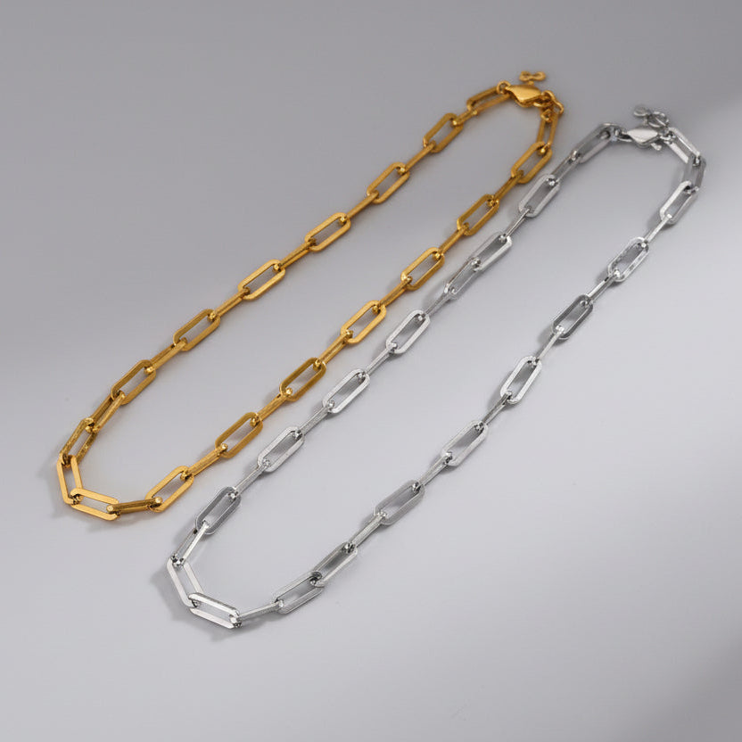 Geometric Rectangle Pendant Necklace | Minimalist Stainless Steel Flat Bar Necklace