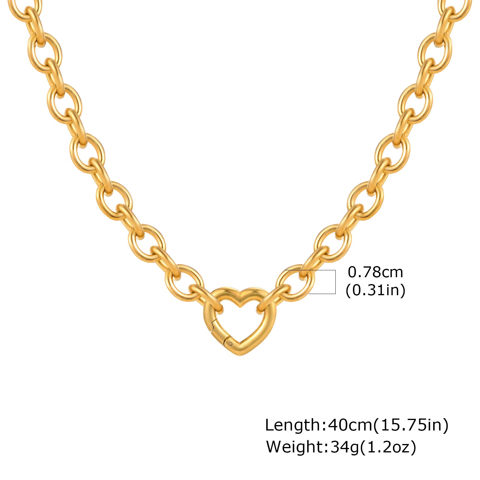 Fashion Collarbone Necklace | Stainless Steel Gold-Plated Chain with Heart Lock Charm