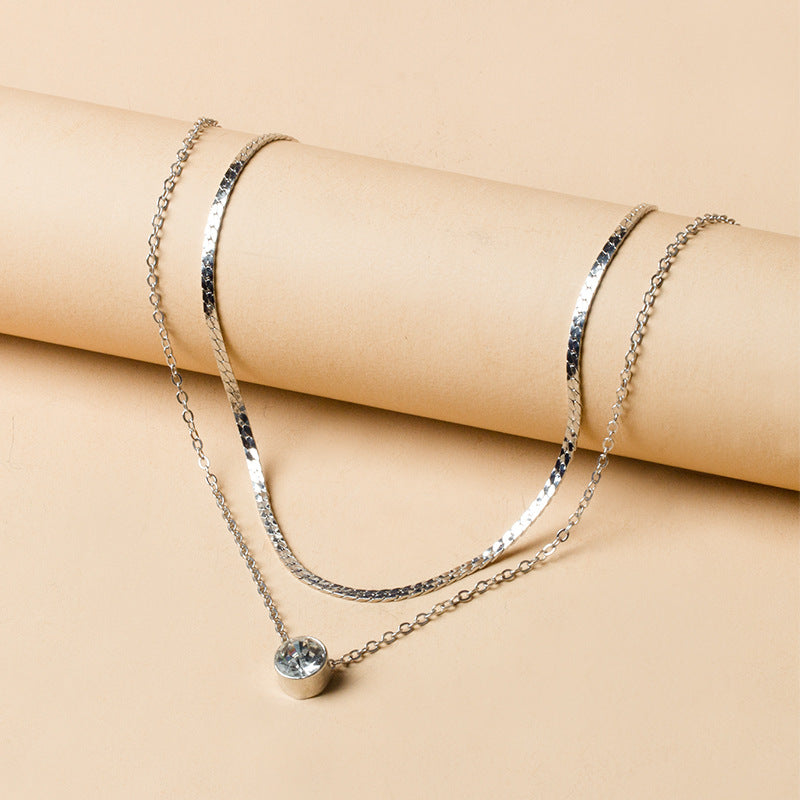 Silver-Plated Light Luxury Collarbone Double-Layer Necklace