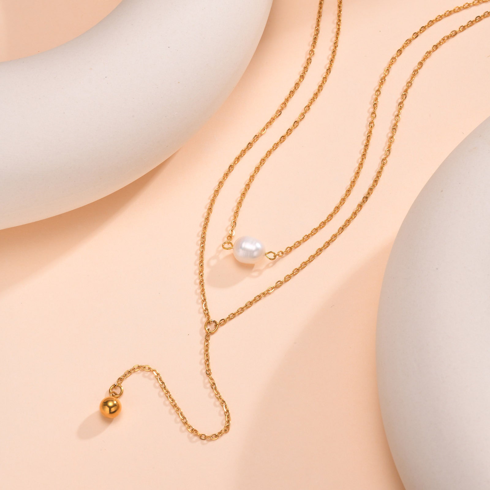 Dual-Tone Pearl Y-Necklace