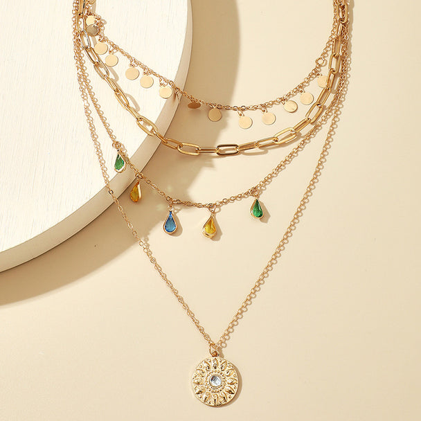 Bold fringe Y-necklace with rhinestone drops & multi-layer design. Dramatic statement collar. Perfect for evening glamour & special occasions.