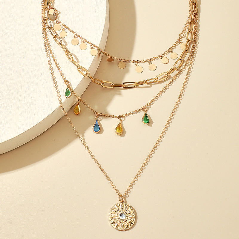 Bold fringe Y-necklace with rhinestone drops & multi-layer design. Dramatic statement collar. Perfect for evening glamour & special occasions.
