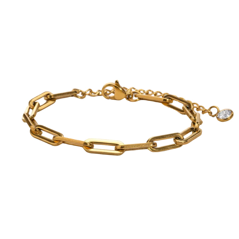 Minimalist Rectangle Bracelet | Stainless Steel 18K Gold Tone Geometric Cuff