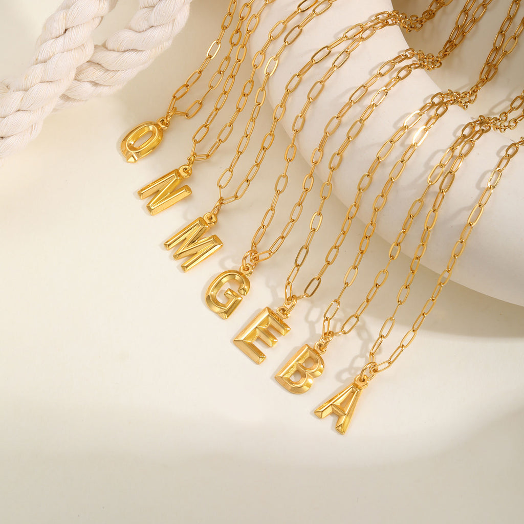 Alphabet Pendant Necklace | Modern Stainless Steel Letter Chain