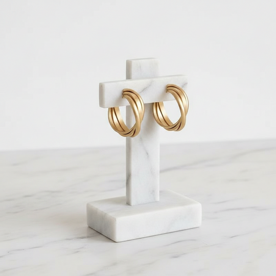 Twisted Gold Layered Hoop Earrings