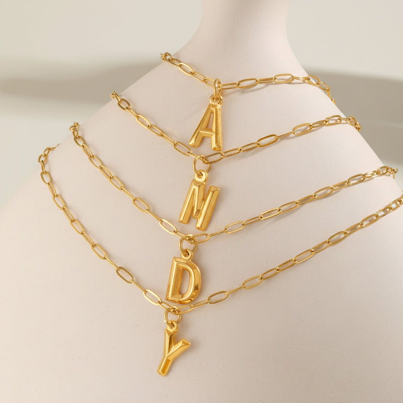 Alphabet Pendant Necklace | Modern Stainless Steel Letter Chain