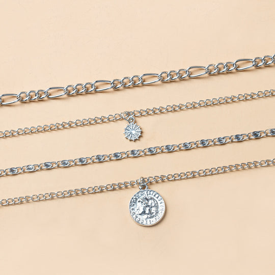 Long Layered Statement Chain Necklace (Gold/Silver)