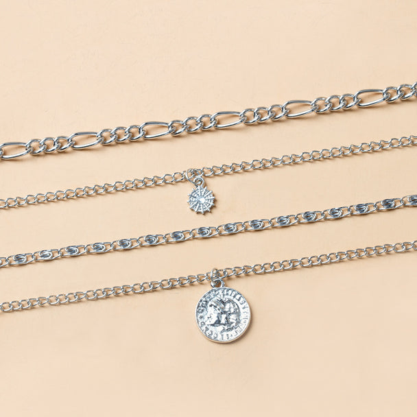 Long Layered Statement Chain Necklace (Gold/Silver)