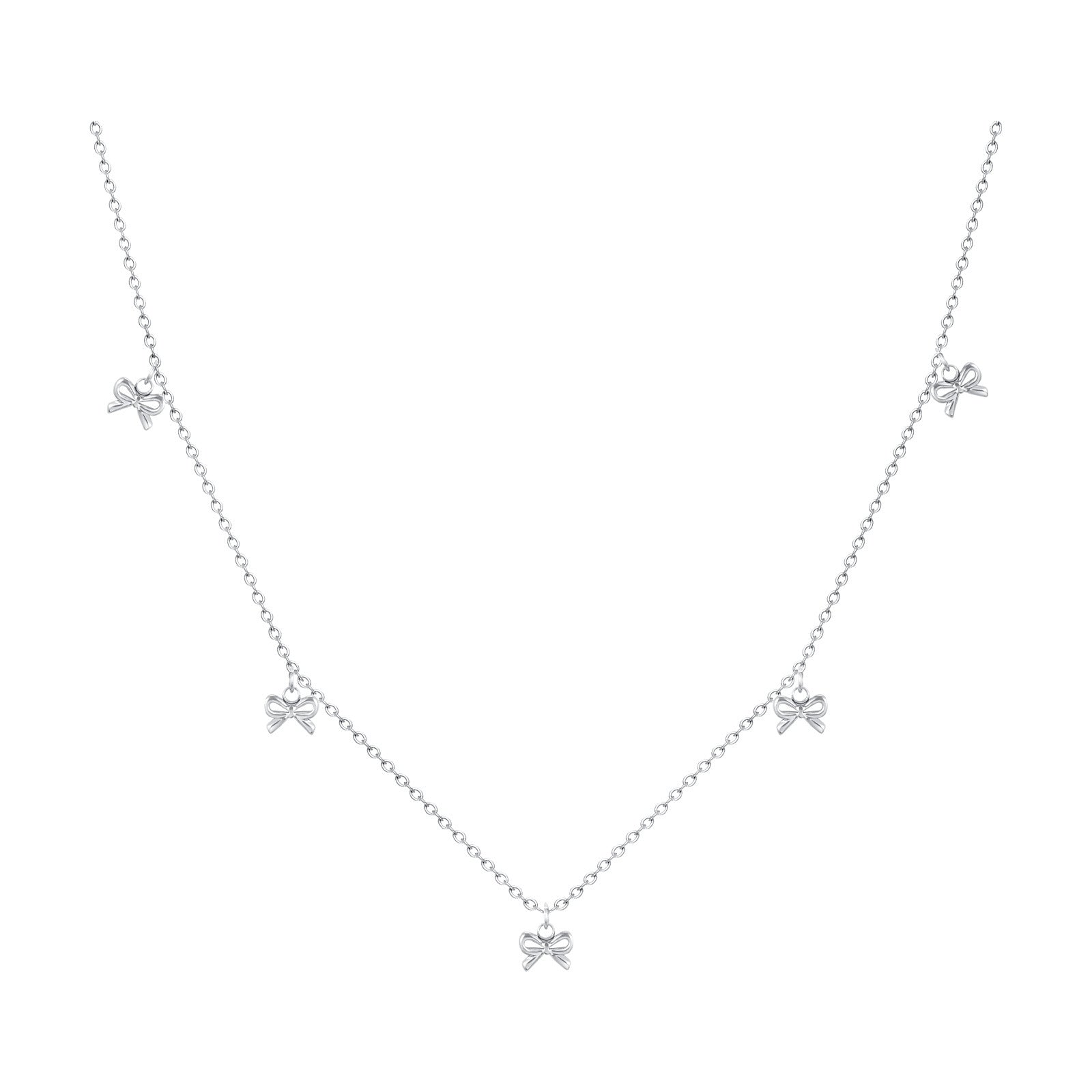 Vintage Bow Collarbone Flat Chain Necklace