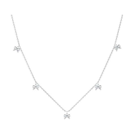 Vintage Bow Collarbone Flat Chain Necklace